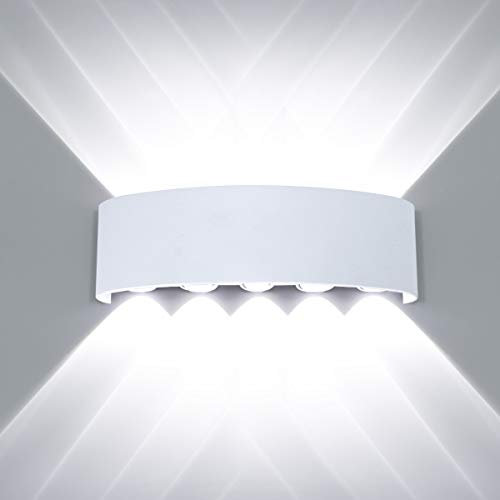 HAWEE Moderno Applique da Parete LED Lampada da Parete Impermeabile Alluminio Lampada da Muro Interno Esterno per Camera da Letto, Bagno, Portico, Corridoio, Scale, Soggiorno, 10W Bianco