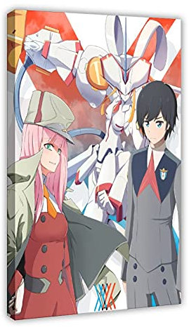 Anime-Poster DARLING IN THE FRANXX 034 Leinwand Poster Schlafzimmer Dekor Sport Landschaft Büro Zimmer Dekor Geschenk 60 x 90 cm Rahmen:
