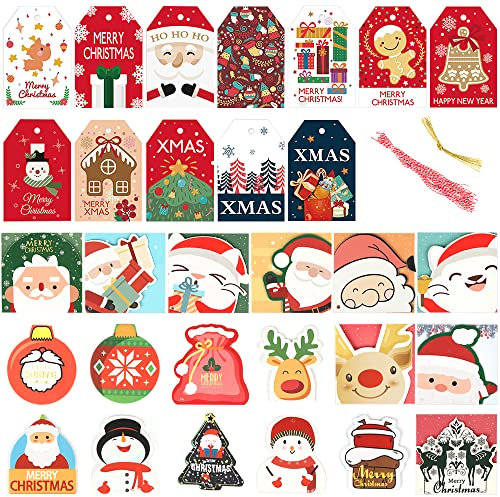 ZoneYan Weihnachtskarten, 68 Stück Weihnachtspostkarten, Weihnachten Karten, Postkarten Weihnachtskarten, Weihnachtskarte Klein, mit Baumwollseil, Für Weihnachten, Geburtstagsfeiern