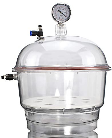 Essiccatore sottovuoto in policarbonato, barattolo essiccatore da laboratorio da 150 ml con manometro, essiccatore sottovuoto in plastica a doppia valvola per essiccazione e conservazione