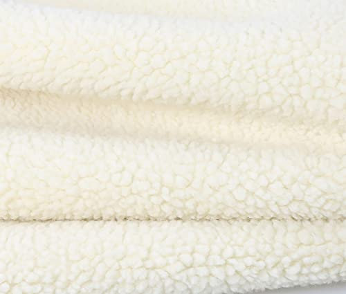 LPLND Qualität Dicker Plüschstoff Velour Kunstfell Warmer Stoff deko Stoff zum nähen polsterstoff 160cm*100cm Meterware(Color:milchig)