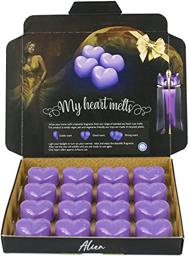 Alien Wax Melts: 16 x 5g Heart Shaped Wax Melts Scented & Inspired by Alien Perfume in a Presentation Gift Box, Cruelty Free, Candle Alternative