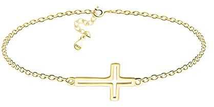Sofia Milani - Bracelet pour Femme en Argent 925 - Plaqué Or - avec Pendentif en Forme de Croix - B0331