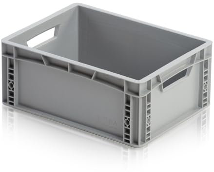 WETEC Euro-Lagerbehälter, mit Durchfassgriffen, grau, 400 x 300 x 170 mm (Lagerbehälter Lagerbox Transportbox Transportkasten Euro-Transportkasten Eurobox Eurofix-Kasten Eurokasten Eurokiste)