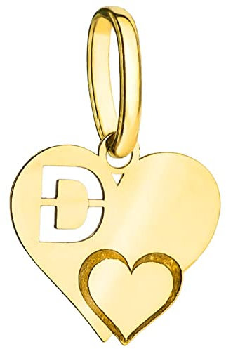 Lumari Gold Goldanhänger Kettenanhänger Gold Gelbgold 585 14K Halssmuck Anhänger Herz Buchstabe D für Damen Mädchen Jungen