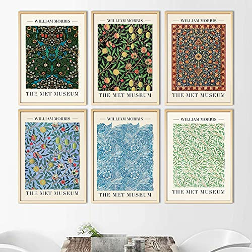 William Morris Leinwanddruck Blaue Ringelblume Ausstellungsposter London Underground Jugendstil Gemälde Wanddekoration Leinwanddrucke 20x30cm-6pcs Frameless