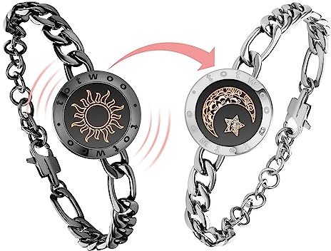 TOTWOO Long Distance Touch Bracelets for Couples, Vibration & Light up for Love Couples Bracelets | Long Distance Relationship Gifts for Girlfriend Bluetooth Pairing Jewelry