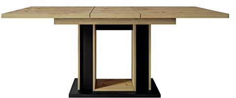 Mirjan24 Esszimmertisch Nofonti, Rechteckiger Auszugstisch für Esszimmer, Esstisch, Praktischer Tisch, Küchentisch, Ausziehbarer Tisch (Artisan/Schwarz)