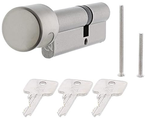 QPlus24 Knaufzylinder gleichschließend Schließzylinder mit 3 Schlüssel und Einkaufswagenlöser Türschloss Haustür Sicherheitsschloss 30/35K gs3