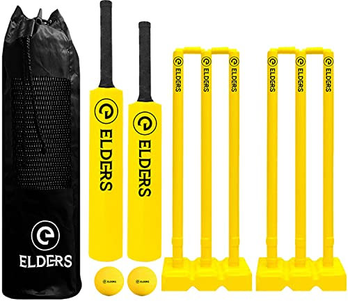 Elders Kwik Cricket Double Set | 2 x Cricket Bats: 1x Size 5 & 1x Size 3 | 2 x Wind Balls | 2 x Stumps & Bails | 1 x Holdall