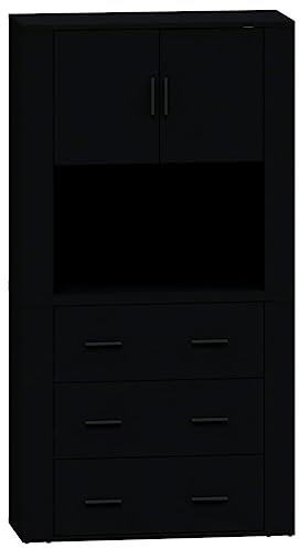 vidaXL Highboard, Sideboard mit viel Stauraum, Mehrzweckschrank Kommode Wandmontage, Schrank Beistellschrank für Wohnzimmer, Schwarz Holzwerkstoff