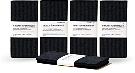 10er Set Naturschwammtücher Grau von nordesign- Umweltfreundliche Reinigungstücher für Küche & Bad - Saugstark, Langlebig & Wiederverwendbar - Nachhaltige Putztücher