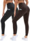DDOBB 2er Pack Sport Leggings Damen High Waist Sportleggins Damen Lang Mit Taschen Gym Leggins Blickdicht Schwarz Sporthose Elastische Bauchweg Yogahose Fitness Laufhose(Schwarz+Coffee,L-XL)