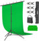 EMART Green Screen Backdrop with T-shape Stand, 1.5x2m Greenscreen with 2x2m Photography Background Stand Kit for Photo Video Studio, TV Videos, Streaming Games, Include Sandbag and Spring Clamp