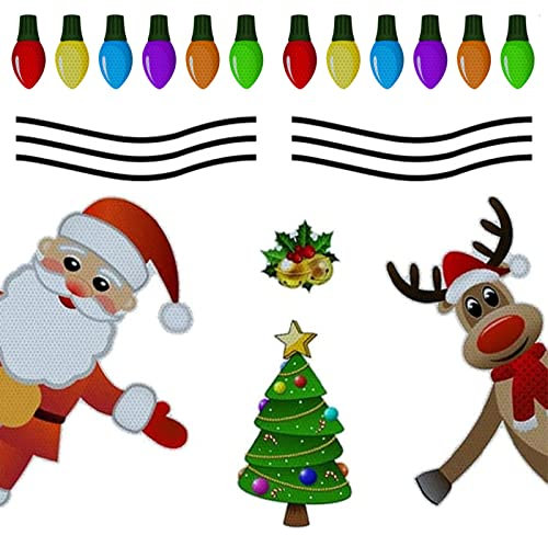 Weihnachtsmagnete Set 22Pcs Reflektierende Auto Weihnachten Weihnachts Mann Rentier Baum Lichter Glühbirne Magnet Set Garagenzwerge Magnete Urlaub Kühlschrank Auto Garagentor Briefkasten Dekorationen