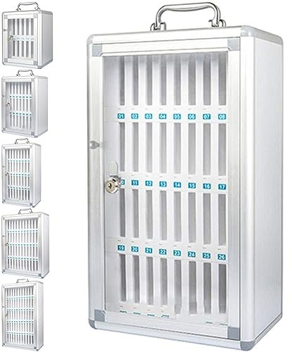 Armoire De Rangement pour TéLéPhone Portable Coffre-Fort Casier De TéLéPhone Portable MéTal avec NuméRoté Et Serrure pour Travail Usine Examen Classe,Argent,36 Holes