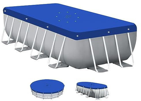 Linxor - Bâche de Protection réversible 4 Saisons pour Piscine Hors Sol - 150 GSM - Bleu et Gris - Plusieurs Formes et Tailles