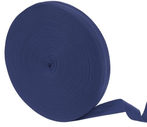 sourcing map 45,7 m Baumwoll-Twill-Klebeband, 25 mm Fischgrätenmuster, Schrägband zum Nähen von Kleidung, DIY Basteln (dunkelblau)