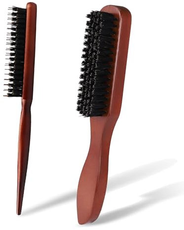 NVTRSD 2 Stück Wildschweinborsten Bürste, Sleek Bun Bürste, Haarbürste Wildschweinborsten Bart Bürste, für Alle Haartypen
