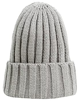 DUHGBNE Wintermützen für Männer und Frauen, weiche, warme Strickmütze, Skistrumpf, Manschettenmütze Fell Mütze (C, One Size)