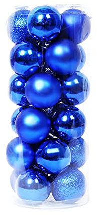 Weihnachstkugeln Christbaumkugeln Baumkugeln Rot Party Hanging Balls Christmas Ornament Weihnachtsschmuck 4CM 24Pcs Home Decor Hängeregal Bad Plastik Weihnachtsbaum Deko (UA-Blue, One Size)