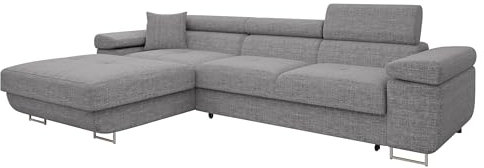 Mirjan24 Ecksofa Torezio Mini mit Bettkasten, Einstellbare Kopfstützen, Bequeme Polsterung, Eckcouch mit Schlaffunktion für Wohnzimmer L-Form Couch mit Bettfunktion (Lux 05, Seite: Links)