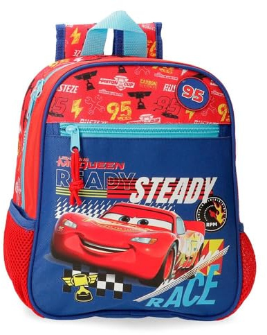 Disney Joumma Cars Lets Race Backpack Schulrucksack, Polyester, Taschen und Fächer, breite und verstellbare Schultergurte., rot, Rucksack 28 cm