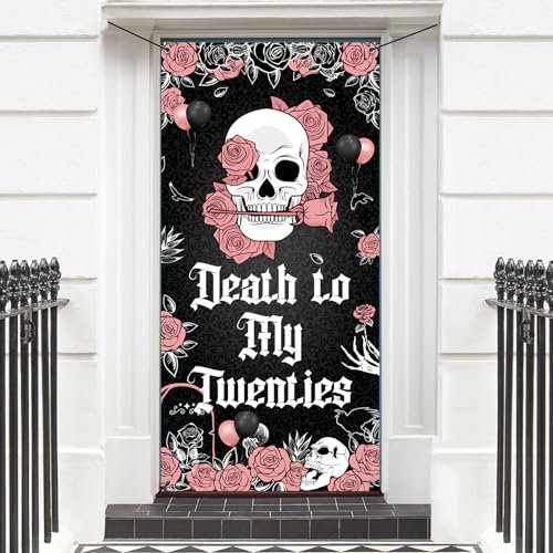 JOYMEMO Death to My Twenties Tür Banner - 30. Geburtstag Dekorationen für ihre Frauen Rose Gold und schwarz, Rip zu meinem 20er Jahre Porch Zeichen Türabdeckung, dreißig Geburtstag Party Supplies