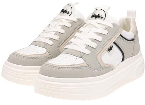 Buffalo Damen Sneaker Vectra Low Low-Top Sneaker Schnürschuhe Weiß Grau