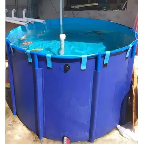 Bassin D'étang À Poissons En Toile, Bassin Épaissi Circulaire, Piscine Hors Sol, Grande Bâche Extérieure Pliable, Brocart De Culture, Irrigation De Jardin ( Couleur : Blue , Taille : 3x1.2m-8500L/118x