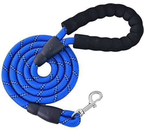 LZ.MZXU Rope Dog Lead - 1.5m Reflective Leash with Comfortable Handle for Puppies to Large Dogs, Blue