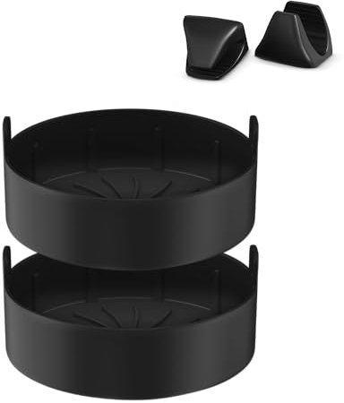 UNBOX Teglie per Friggitrice ad Aria in Silicone, 2 Contenitori per Friggitrice ad Aria XL, Russell Hobbs 4L, Philips 6,2L, Tefal 4,2L, Alternativa alla Carta da Forno - Con Presine in Silicone