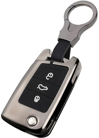 Sucxyor Kompatibel mit Volkswagen Schlüsselhülle VW Golf 7 Mk7 Polo Jetta 4 T-ROC Zinklegierung Autoschlüssel Hülle T*iguan Skoda Seat Leon S*uperb 3 Schlüssel Cover Schutzhülle mit Schlüsselanhänger