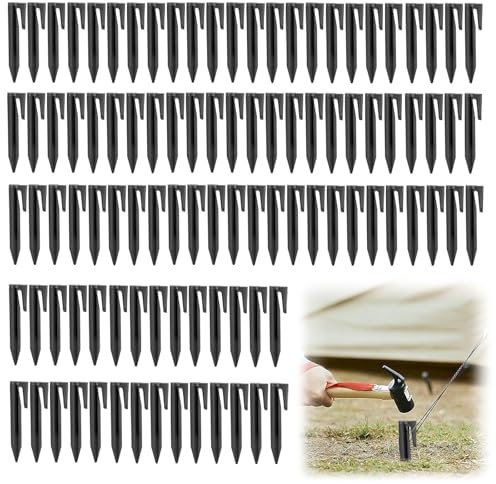 Erdnägel, 100 Stück Erdnägel für Mähroboter Begrenzungskabel, Erdhaken Erdspieße Erdanker zur Befestigung von Begrenzungsdraht Bodenanker für Husqvarna, Gardena, Worx, Robomow, Bosch