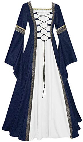 Generisch Mittelalter Kleid Damen Kleidung Vampir Kostüm Halloween Kleider Gothic Vampire Dress Viktorianisches Horror Hexenkostüm Mittelalterkleid Vintage Renaissance