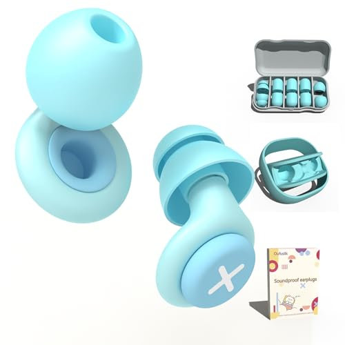 Ohrstöpsel zum Schlafen, Gehörschutz Ohrstöpsel, Ohrstöpsel Konzert, Weicher, wiederverwendbarer Silikon Gehörschutz, für kleine Ohren & Seitenschläfer, 5 Paar Ohrstöpselaufsätze | SNR 17 dB - Blau