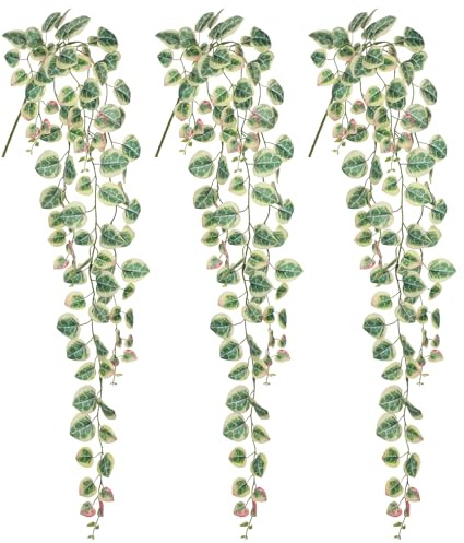 Briful 3 Pack Fake Hanging Plant 39.3 Artificial Hanging String of Hearts Plant Faux Trailing Vine with Heart-Shaped Leaves Lush Cascading Fake Geenery for Home Wall Garden Patio Shelf Decor