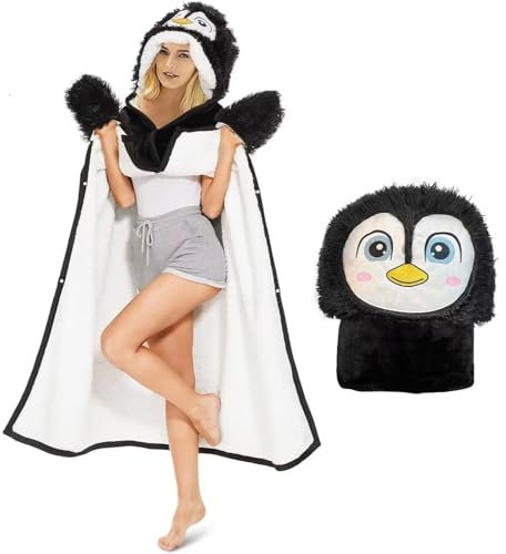 Pinguin Decke mit Ärmeln - Geschenke für Frauen, Kuscheldecke mit ärmeln Pinguin Geschenke für Frauen Beste Freundin Schwester Ehefrau und Mutter zum Geburtstag Weihnachten