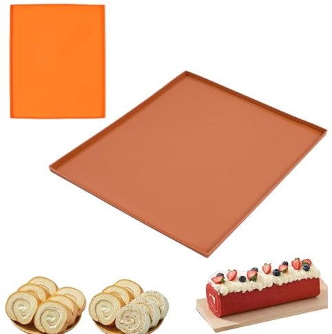 NJCXOLA Moule Silicone Patisserie, 2 Pièces Plaque a Génoise Tapis de Cuisson Silicone Suisse Plaque de Gâteau Antiadhésif Plateau à Rouler pour Biscuits Pizza Pain Mousse (30 * 25 * 0.9 cm)