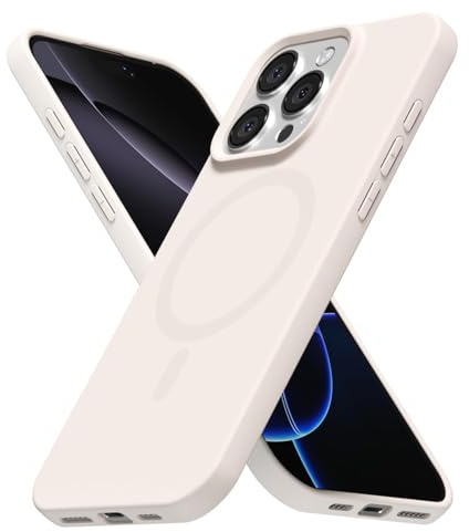 LoeoeL for iPhone 16 Pro Max Case Silicone Mag Safe, Compatible with Magsafe Ultra Slim Thin Magnetic Phone Case for Women Girls, Soft Rubber Gel Matte TPU Solid Color Minimalist Cover, Beige Cream