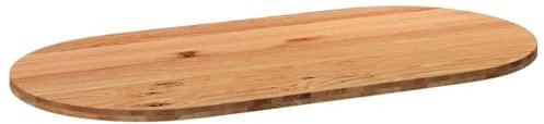 vidaXL Tischplatte Hellbraun 200x100x4 cm Massivholz Eiche Oval, Esstischplatte, Schreibtischplatte, Bartischplatte, Esszimmertischplatte