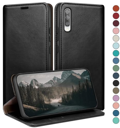 HUOUH für Samsung Galaxy A50/A50S Hülle mit RFID Schutzhülle aus Lederhülle Handyhülle,Kartenfach Leder ständer Handy hülle,360 Grad Schutz Cover für Samsung A50 Klapphülle Wallet Case Schwarz