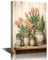 Flowers and Succulent Plants Canvas Wall Art for Bedroom Vintage Painting House Decorations Pink Floral Print Artwork Canvas Framed Artwork for Walls Posters Framed Ready to Hang 16Wx24Hx1 Panel