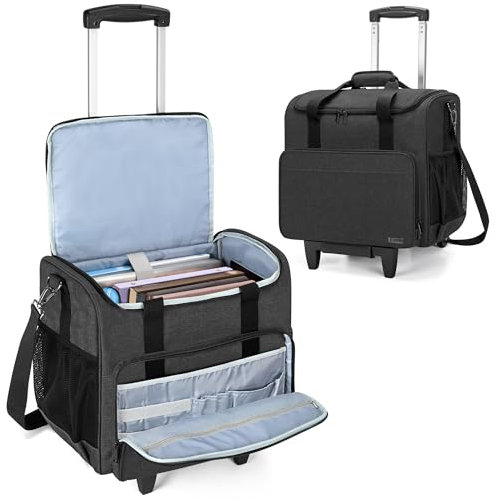 Trunab Lehrertasche Trolley, Teacher Bag mit Bodenpolster und abnehmbarem Trolley, Tragetasche auf Rädern mit gepolsterten Taschen für Laptops bis zu 15,6“