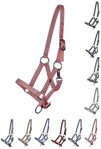 NETPROSHOP Fohlenhalfter 2-Fach Verstellbar für Falabella/Shetty/Pony/Full, Groesse:Fohlen Full, Farbe:Flamingo