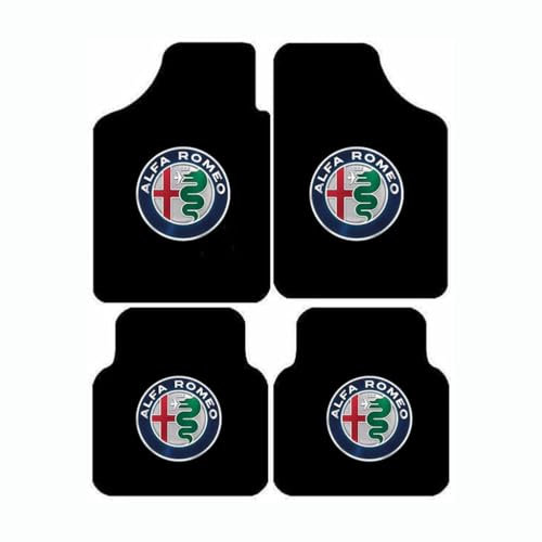 STLYBAZ 4 Stück Autofußmatten-Set für Alfa Romeo 159 2005-2025, Velours Fußmatten mit Logo Teppich Matten Stoffmatten Textilmatte Autozubehör