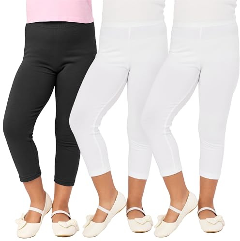 Merry Style Mädchen 3/4 Leggings aus Baumwolle MS10-226 (Schwarz/Weiß/Weiß, 152 cm)