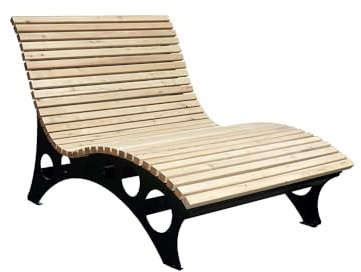 Home Deluxe Wellenholzliege/Waldsofa Taiga - 120 I Waldsofa Wellenholzliege Holzliege Lärche Outdoor Gartenliege Metallgestell Polsterauflage