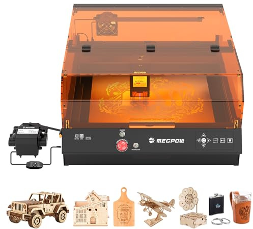 Mecpow X4 Pro 40W/20W laser graviermaschine(ein Laser,zwei Leistungen), gekapselter lasergravur mit Kamera und LED-Licht,30000mm/Min Hochgeschwindigkeits-laser cutter mit Luftunterstützung für Metall