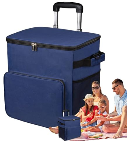 con Ruedas | Carrito Enfriador - Carro Térmico con Asa Bolsa Estanca 35L para Viaje Picnic Terraza Exterior Playa Camping
